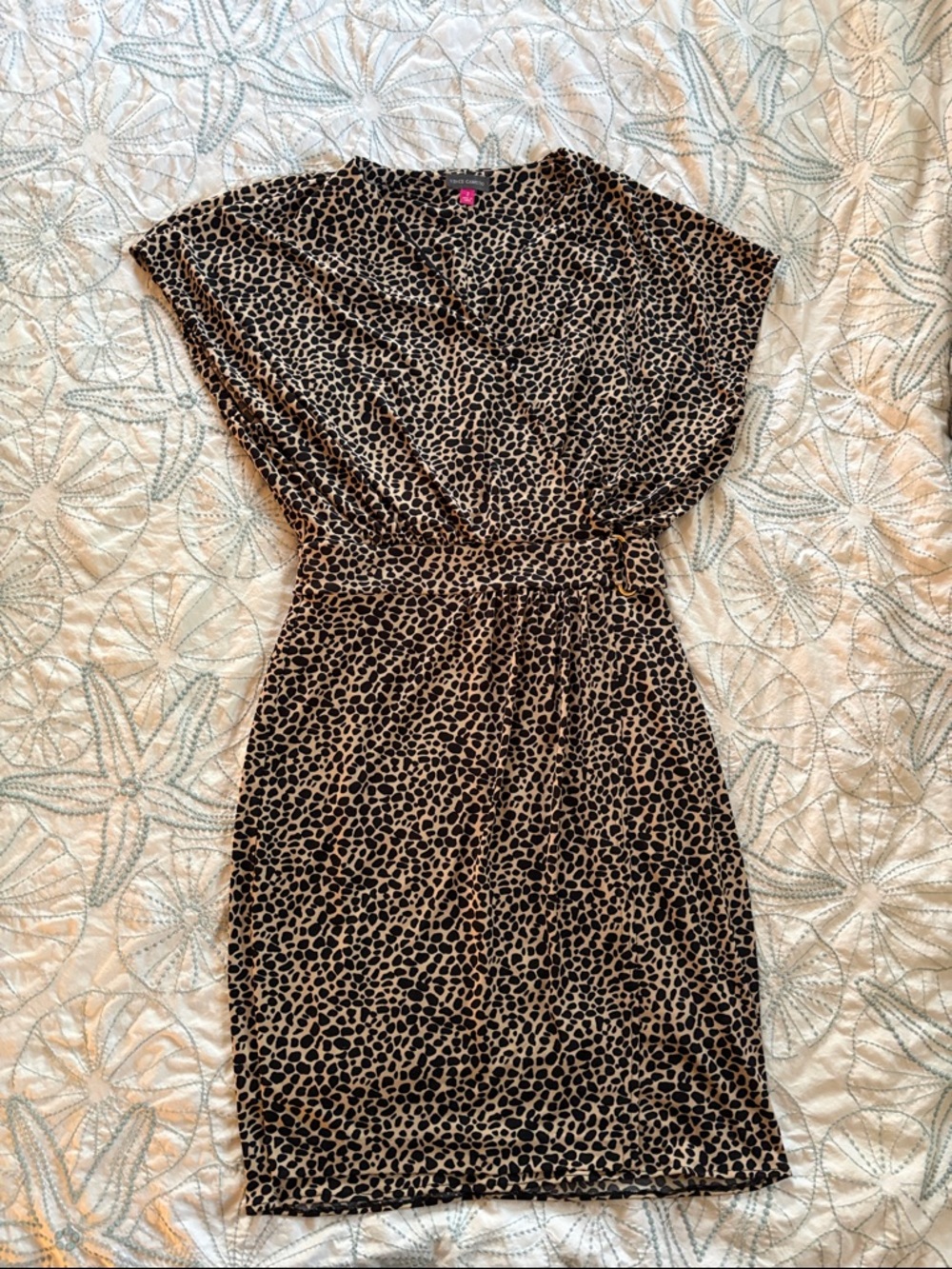 Vince Camuto Leopard-Print Midi Dress in Brown and Black